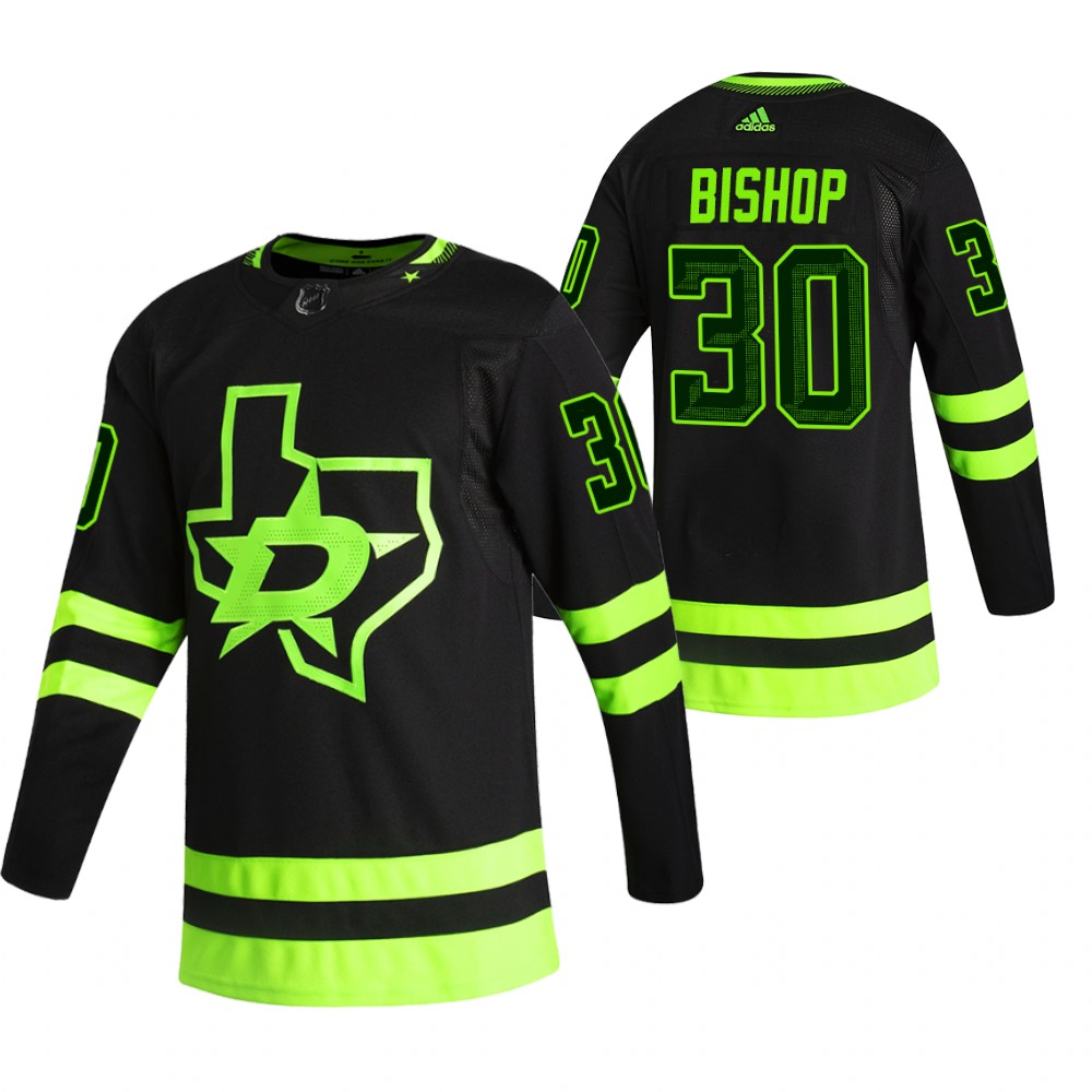 2021 Adidias Dallas Stars 30 Ben Bishop Black Men Reverse Retro Alternate NHL Jersey